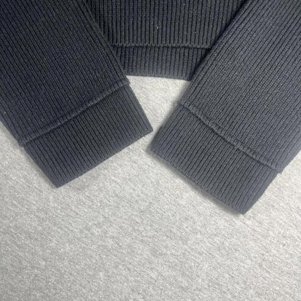 Urban Outfitters Black Ribbed Half-Zip cropped Sweater Womans Size Medium - Picture 4 of 6